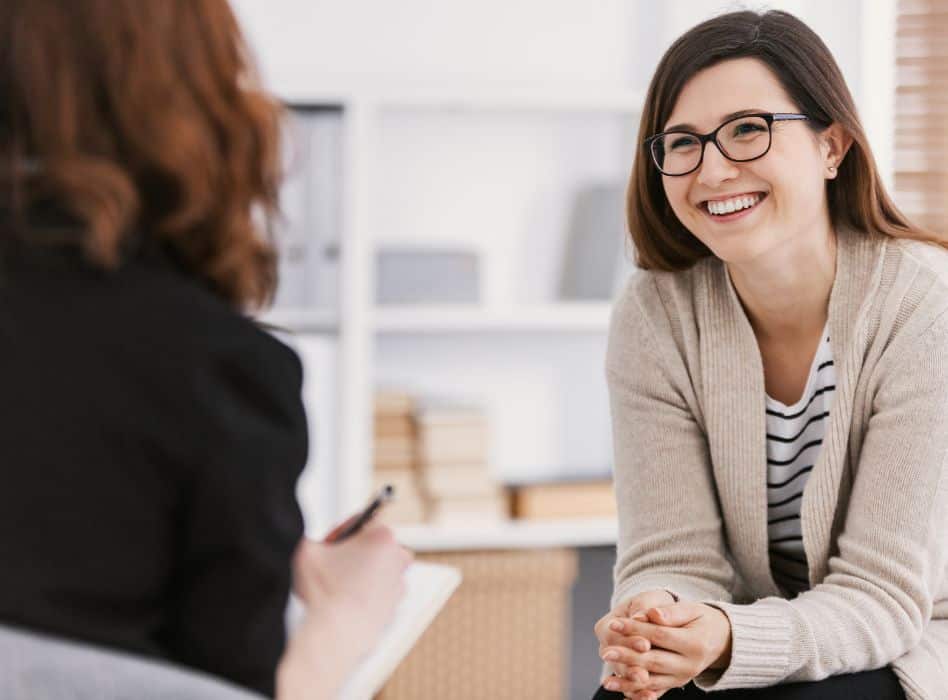 A woman enjoys personalized depression treatment in Hanover, MA.