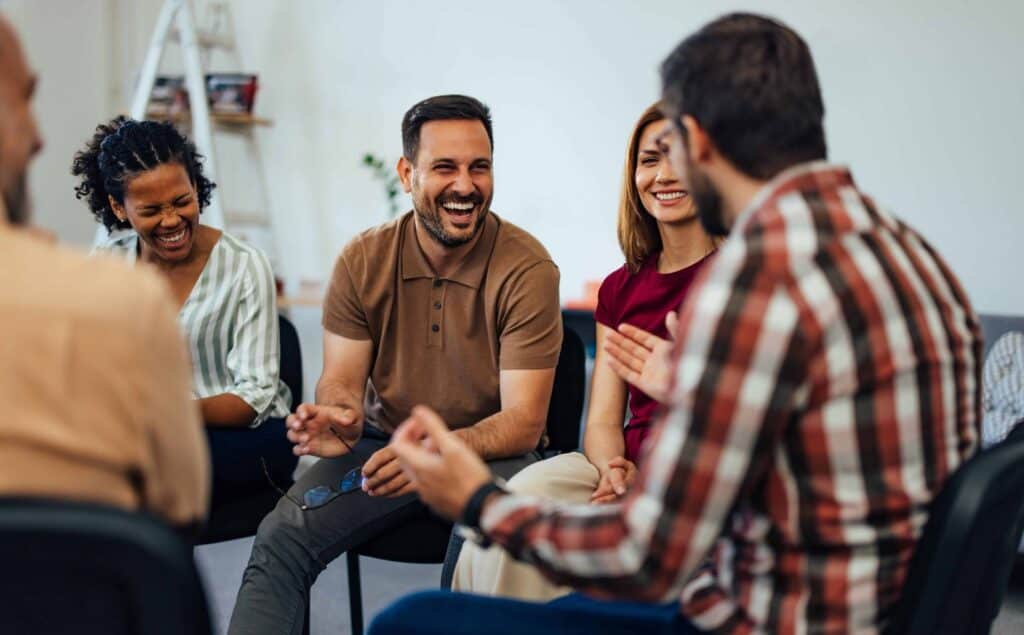 Women and men meeting together in sober living in Hanover.